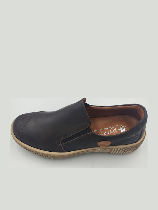 Γυναικεία Slip-On Δερμάτινα Καφέ