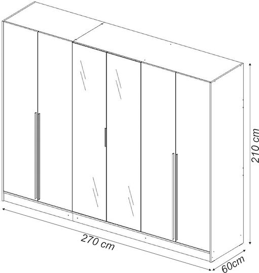 Six Door Wardrobe Selora White 60x60x210cm