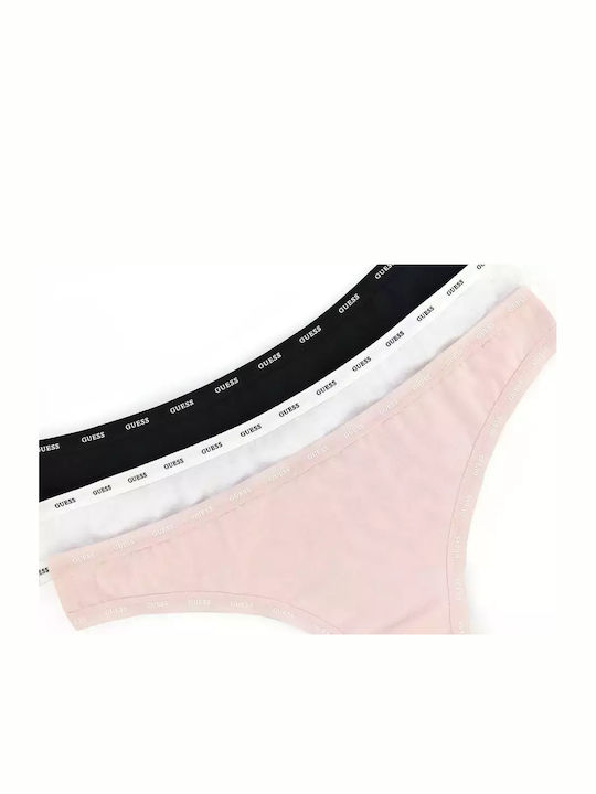 Women's String 3Pack White-black-pink