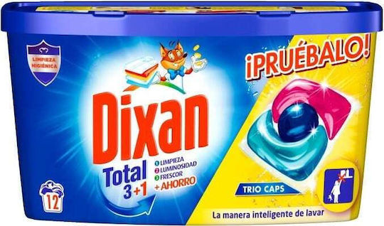 Dixan Total 3+1 Απορρυπαντικό Ρούχων (12 Κάψουλες)