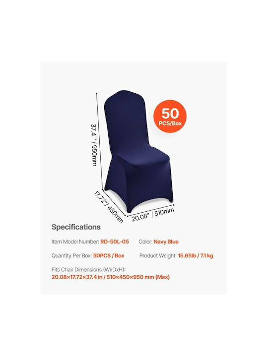 Vevor Ελαστικό Κάλυμμα Καρέκλας Μπλε Ναυτικό 51x45cm 50τμχ