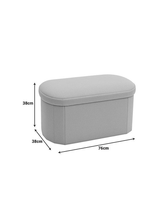 Stool For Living Room With Storage Space Upholstered with Fabric Otto Cream-ivory 76x38x38cm