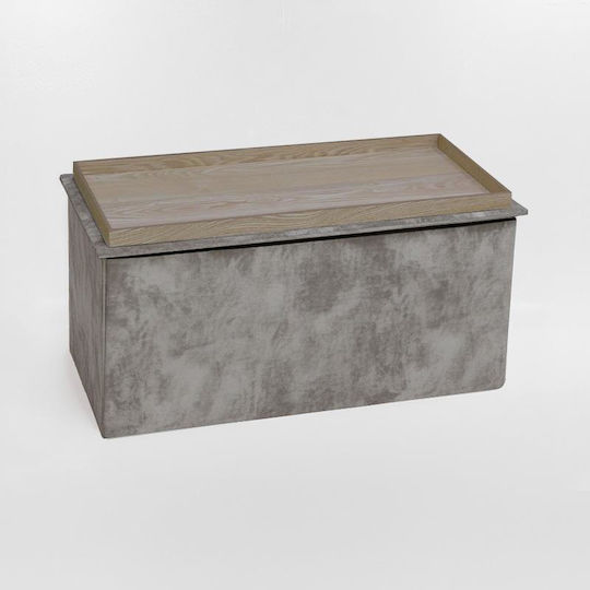 Stool For Living Room With Storage Space Upholstered with Velvet Koper Beige Shade 76x38x38cm