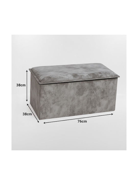 Stool For Living Room With Storage Space Upholstered with Velvet Koper Beige Shade 76x38x38cm