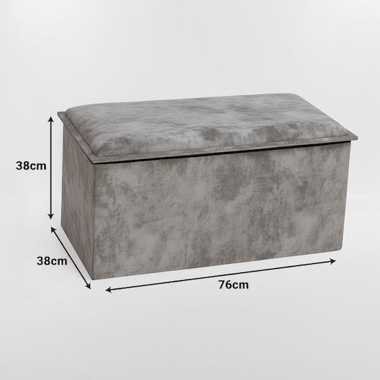 Stool For Living Room With Storage Space Upholstered with Velvet Koper Beige Shade 76x38x38cm