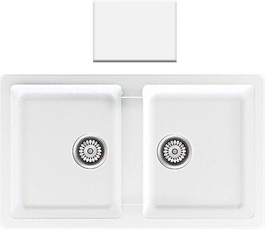 Sanitec Classic Drop-In Sink Synthetic Granite W86xD50cm White