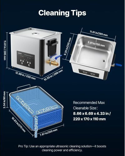 Vevor Ultrasonic Cleaner 10L Inox With Mechanical Timer