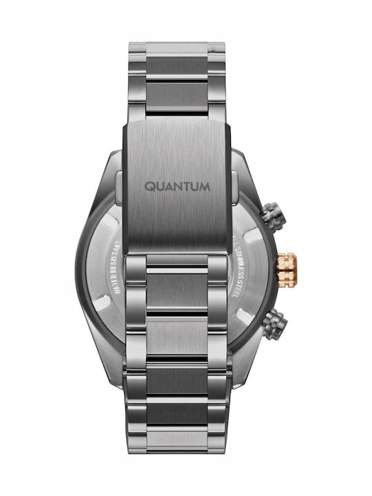 Quantum Adrenaline Dual Time Men's Watch 42mm Battery with Grey Stainless Steel Strap