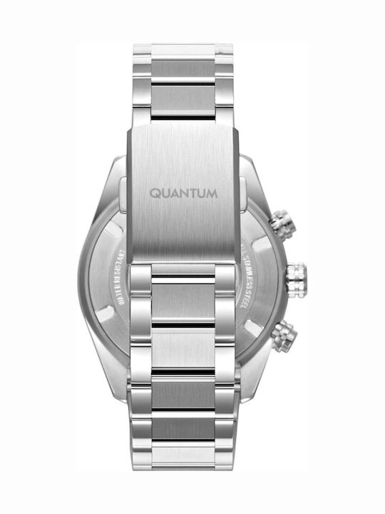 Quantum Adrenaline Dual Time Men's Watch Battery with Silver Metal Bracelet