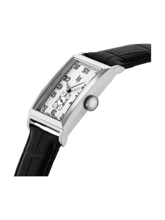 Lip Watches Churchill T24 Мъжки Часовник На Батерия с Черна Кожена Каишка