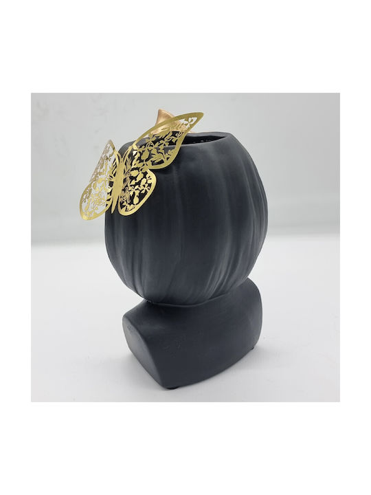 Velve Vază Decorativă Ceramică Negru 14x21cm 1buc