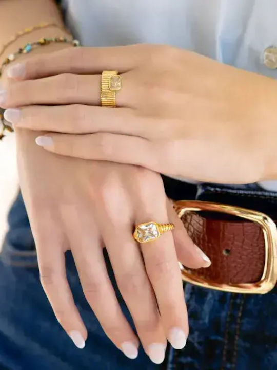 Anartxy Ring with Zircon made of Steel