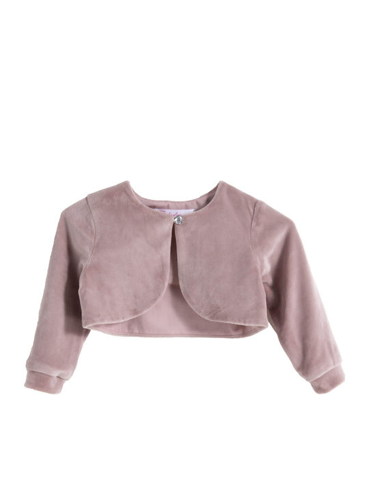 Children's Dress Long Sleeve Velvet Set with Coat Pink