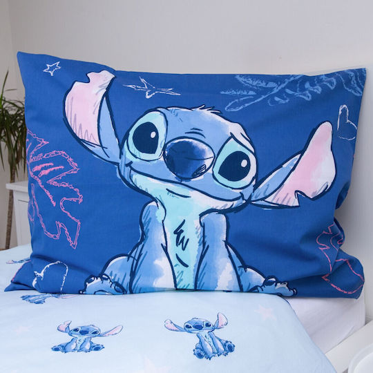Disney Lilo And Stitch Aloha Σετ Παιδική Παπλωματοθήκη Μονή με Μαξιλαροθήκη Βαμβακερή Aloha Blue 140x200εκ.