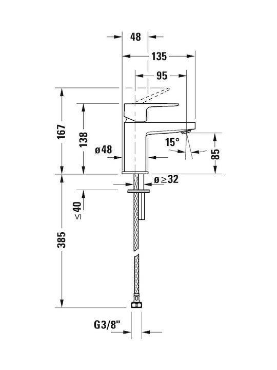 Duravit Αναμεικτική Μπαταρία Νιπτήρα Ασημί