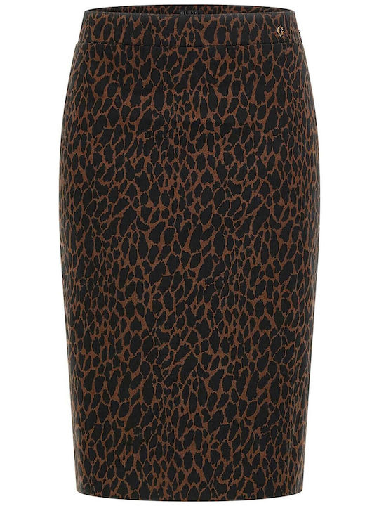 Pencil Midi Skirt Leopard Multicolored