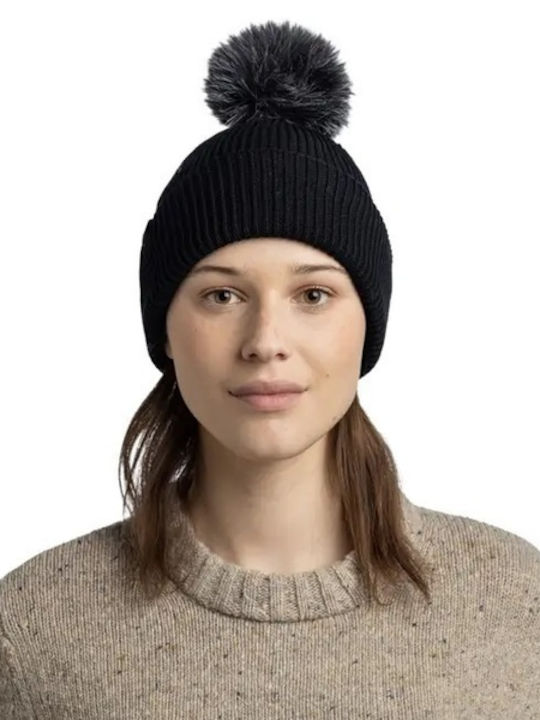 Pom Pom Beanie Unisex Beanie Knitted in Black color