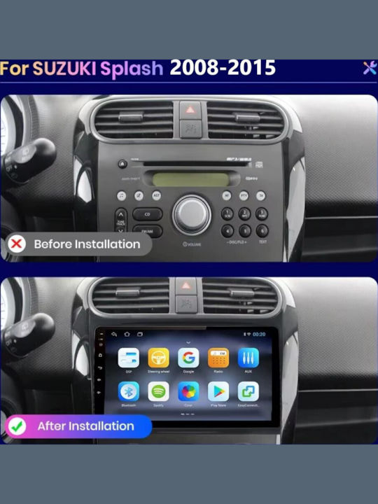 Car Audio System for Suzuki Splash 2008-2015 (Bluetooth/USB/WiFi/GPS/Apple-Carplay/Android-Auto) with Touch Screen 9"