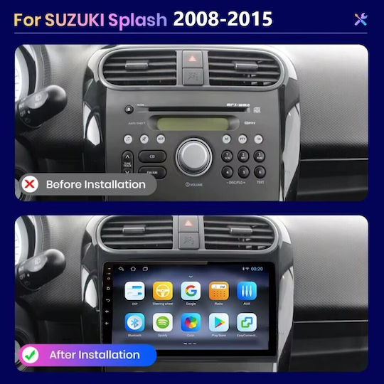 Ηχοσύστημα Αυτοκινήτου για Suzuki Splash 2008-2015 (Bluetooth/USB/WiFi/GPS/Apple-Carplay/Android-Auto) με Οθόνη Αφής 9"