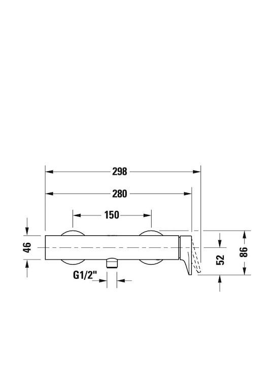 Duravit Αναμεικτική Μπαταρία Ντουζιέρας Ασημί