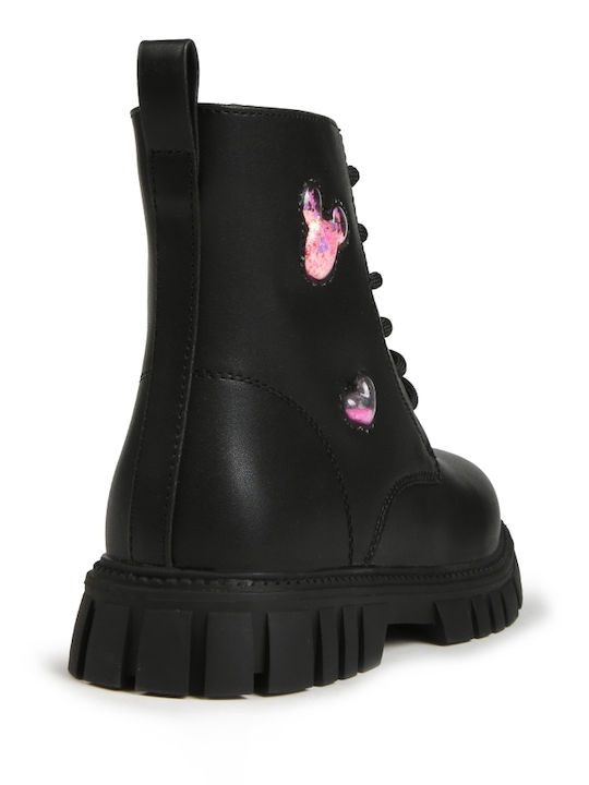 Kinderstiefel mit Schnürsenkeln Schwarz