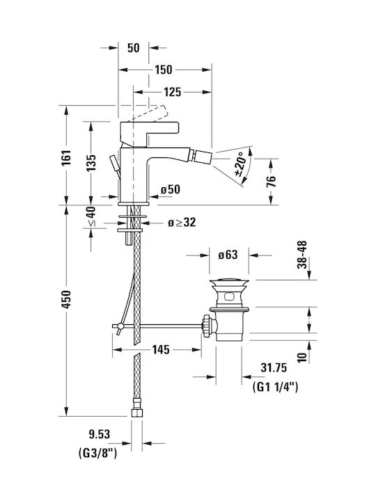 Duravit Μπαταρία Μπιντέ
