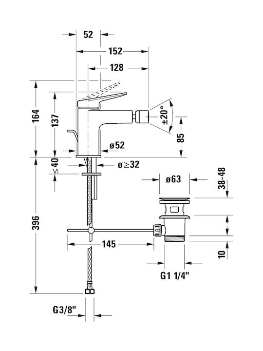 Duravit Μπαταρία Μπιντέ Γκρι