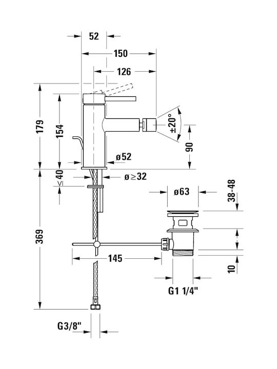 Duravit Μπαταρία Μπιντέ