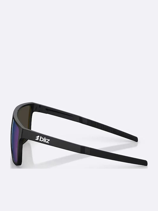 Bliz Unisex Sonnenbrille mit Schwarz Gestell und Blau Spiegel Linse