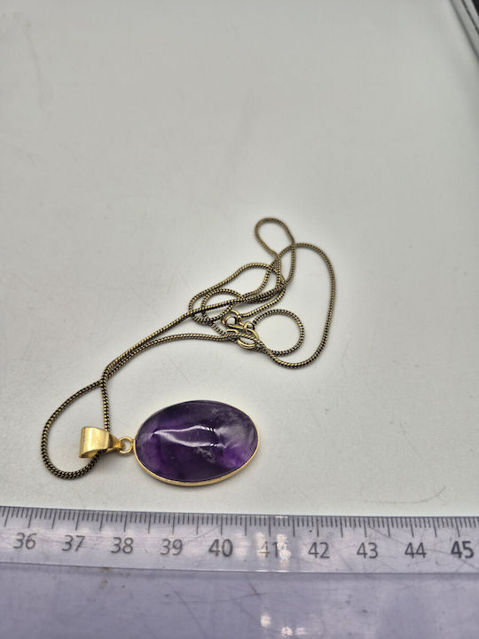 Messing Halskette Amethyst – Handgefertigtes Schmuckkette 24cm