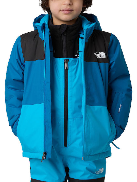 Waterproof Kids' Sports Jacket Windproof with Hood Petrol Blue Freedom
