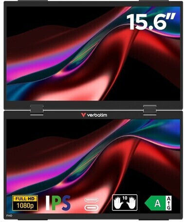 Verbatim B51261461 IPS HDR Portable Monitor 15.6" FHD 1920x1200 with Response Time 10ms GTG