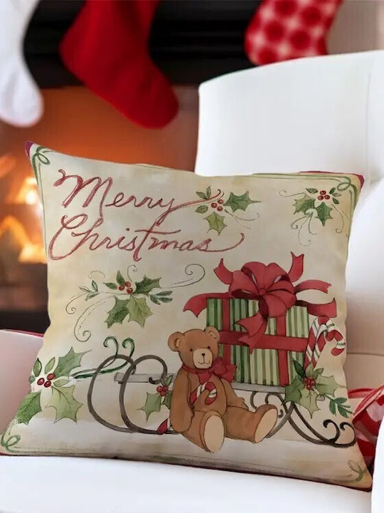 By Queen Limited Festive Edition Μαξιλαροθήκη Merry Christmas Αρκουδάκι