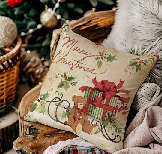 By Queen Limited Festive Edition Μαξιλαροθήκη Merry Christmas Αρκουδάκι