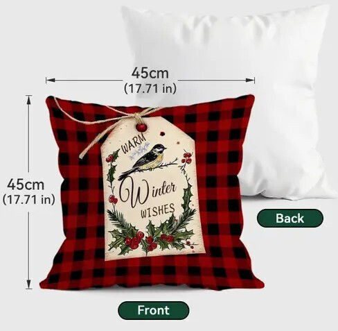 By Queen Limited Festive Edition Μαξιλαροθήκη Buffalo Plaid Σχέδιο “warm Winter Wishes”
