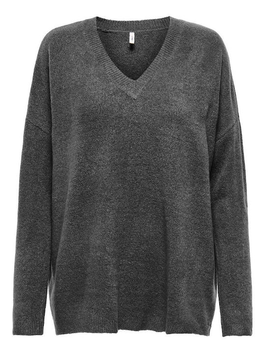 Damen Pullover mit V-Ausschnitt Gray
