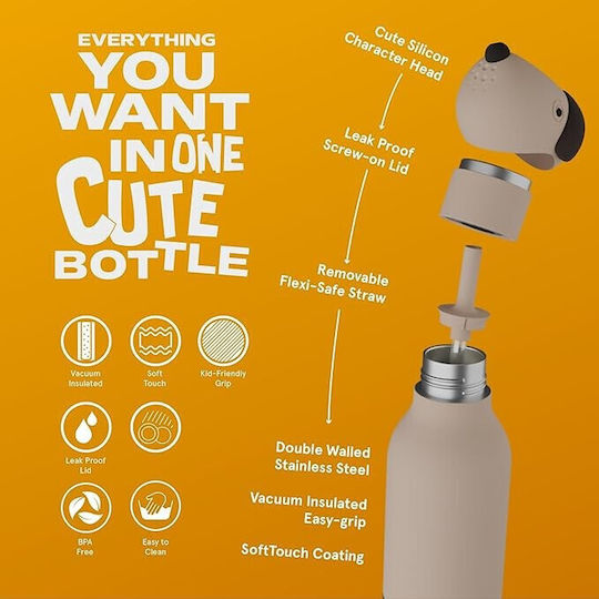 Asobu Kids Water Bottle Thermos Stainless Steel with Straw 460ml