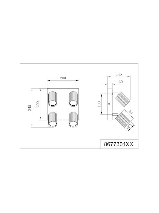 Trio Lighting Soka Σποτ με 4 Φώτα σε Γκρι Χρώμα
