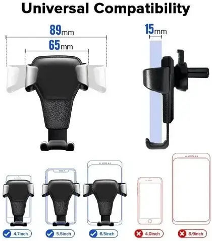 Andowl Car Mobile Mount with Adjustable Hooks Black-Gold