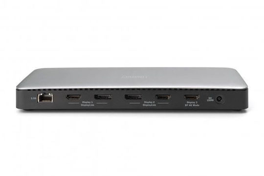 Digitus USB-C Docking Station with HDMI/DisplayPort 4K PD Ethernet and Support for 3 Monitors Gray (DA-70918)