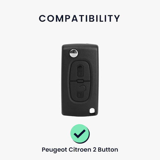 Husă Cheie Silicon 2 Butoane Peugeot Citroen Neagră