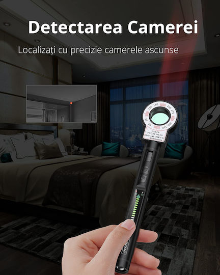 Invincio Detector Portabil Microfon Cameră Spion 12 Niveluri De Detectare Indicator Led Sunet Detectează Gps Gsm Localizatoare Dispozitive De Ascultare Alte Surse Ascunse Frecvențe 100 Micro Hz-8 Ghz Negru Mat