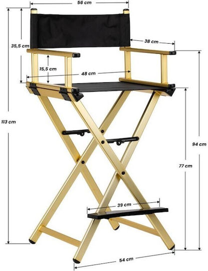 Chair for Makeup with Adjustable Height Black