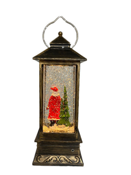 Ornament de Crăciun Lanternă Luminat cu Moș Crăciun Baterie 11x11x29cm 1buc
