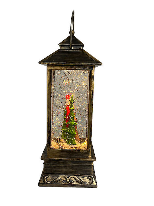 Ornament de Crăciun Lanternă Luminat cu Moș Crăciun Baterie 11x11x29cm 1buc