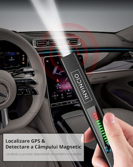 Invincio Cameră de Supraveghere cu Microfon Detector Portabil 12 Niveluri de Detecție Indicator Sonor Led Detectează Localizatoare Gps Gsm Înregistratoare Voci Alte Surse Ascunse Frecvențe 100 Micro Hz-8 Ghz Negru