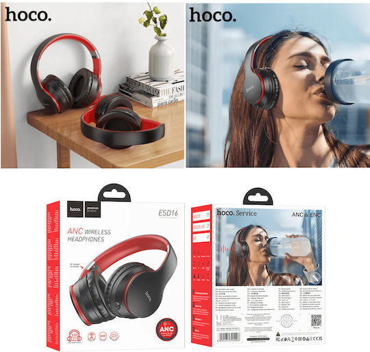Hoco ESD16 Wireless / Wired Over Ear Headphones with 40 hours of Operation Black / Red