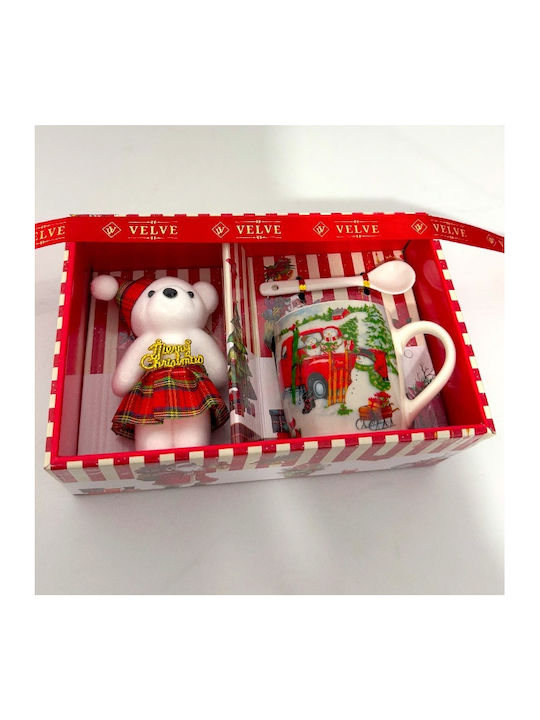 Velve Ornament de masă de Crăciun Cană Ceramic L22xW14xD8cm.