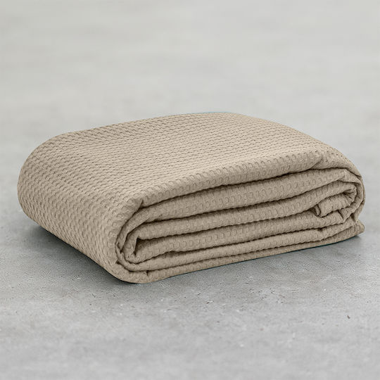 Lino Home Κουβέρτα Πικέ Μονή 170x240εκ. Μόκα