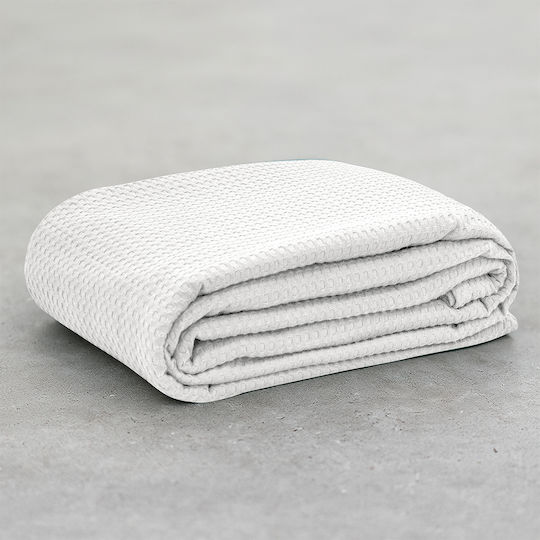 Lino Home Cocoon Κουβέρτα Πικέ Υπέρδιπλη 220x240εκ. Λευκό